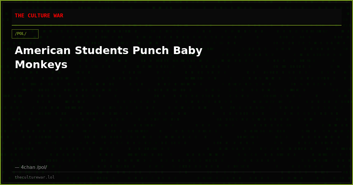American Students Punch Baby Monkeys