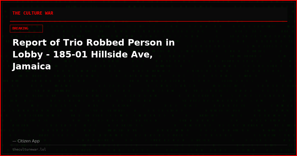 Report of Trio Robbed Person in Lobby - 185-01 Hillside Ave, Jamaica