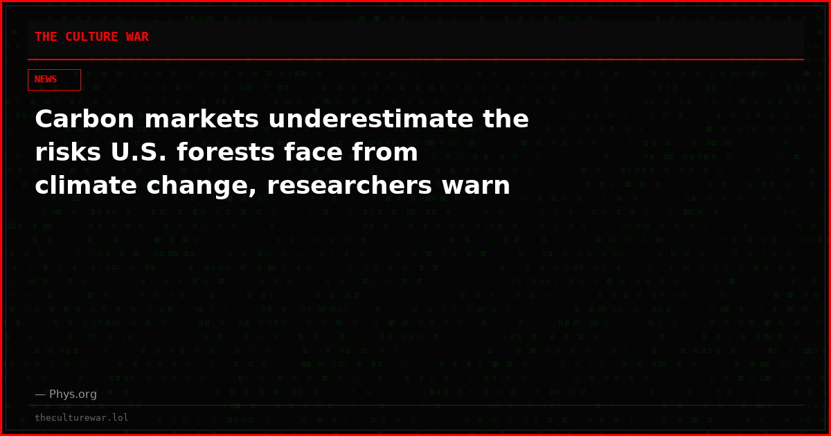 Carbon markets underestimate the risks U.S. forests face from climate change, researchers warn
