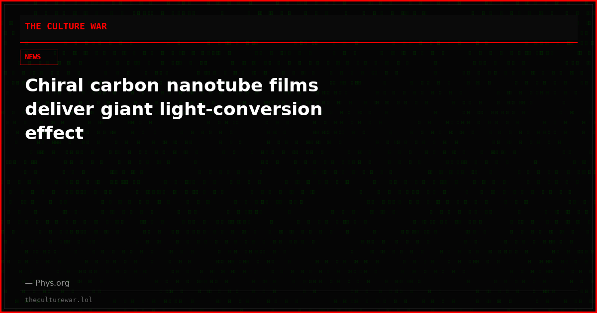Chiral carbon nanotube films deliver giant light-conversion effect
