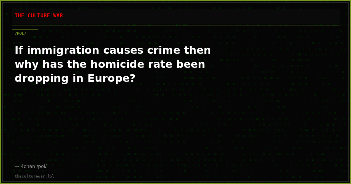 If immigration causes crime then why has the homicide rate been dropping in Europe?