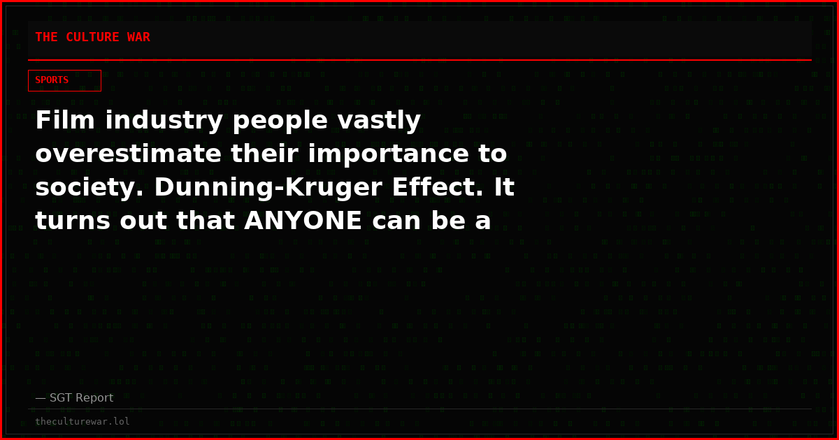 Film industry people vastly overestimate their importance to society. Dunning-Kruger Effect. It turns out that ANYONE can be a filmmaker if given the right tools.