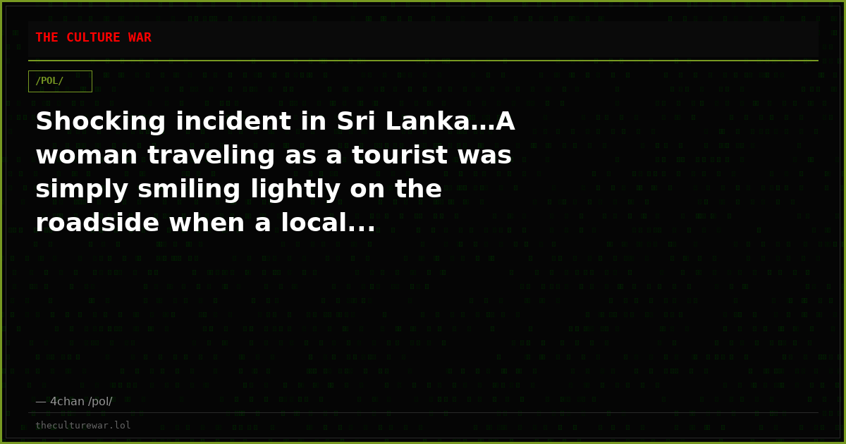 Shocking incident in Sri Lanka…A woman traveling as a tourist was simply smiling lightly on the roadside when a local...