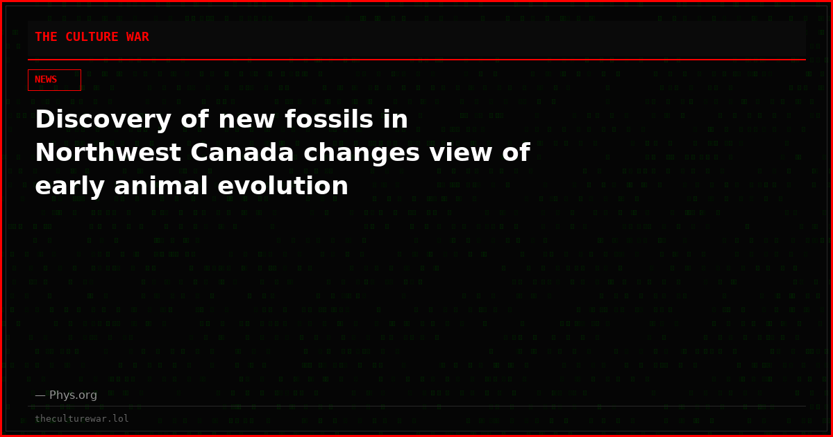 Discovery of new fossils in Northwest Canada changes view of early animal evolution