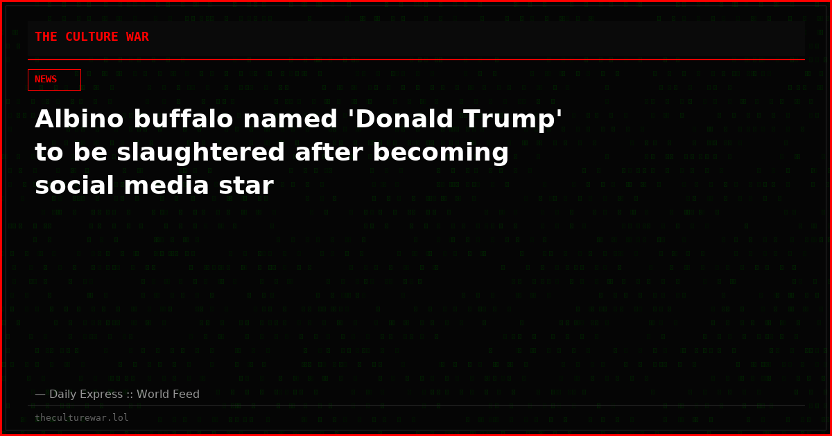 Albino buffalo named 'Donald Trump' to be slaughtered after becoming social media star