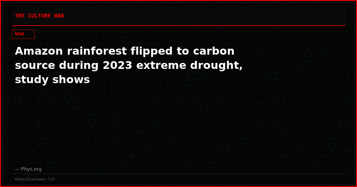 Amazon rainforest flipped to carbon source during 2023 extreme drought, study shows
