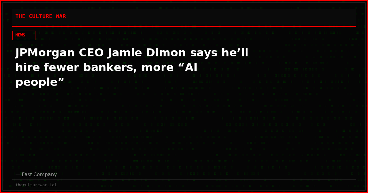 JPMorgan CEO Jamie Dimon says he’ll hire fewer bankers, more “AI people”