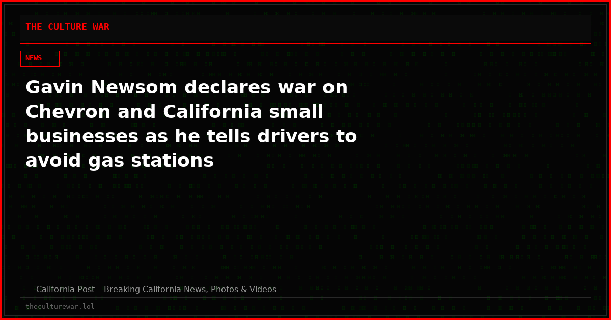 Gavin Newsom declares war on Chevron and California small businesses as he tells drivers to avoid gas stations
