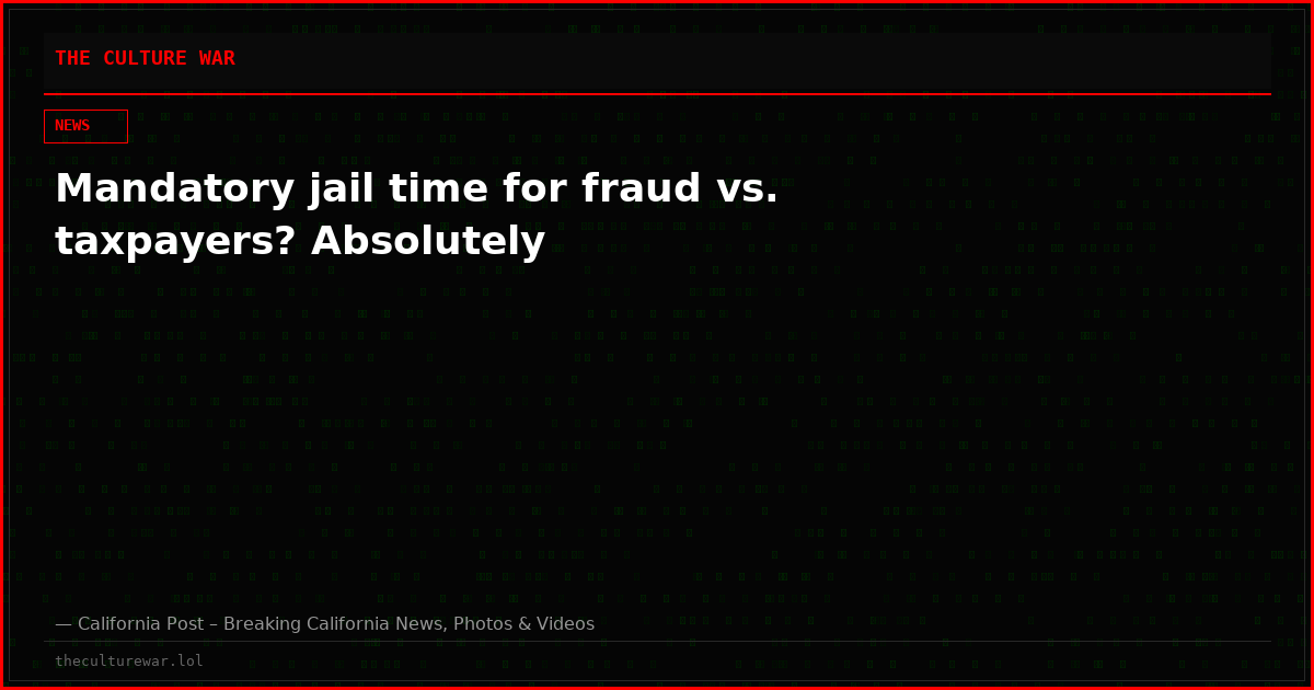 Mandatory jail time for fraud vs. taxpayers? Absolutely