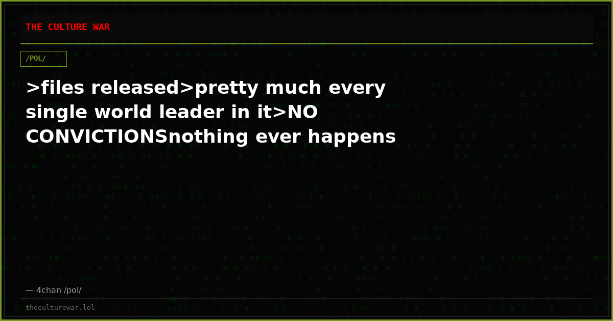 >files released>pretty much every single world leader in it>NO CONVICTIONSnothing ever happens
