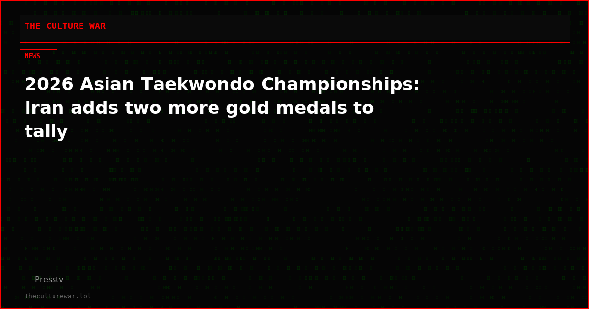 2026 Asian Taekwondo Championships: Iran adds two more gold medals to tally