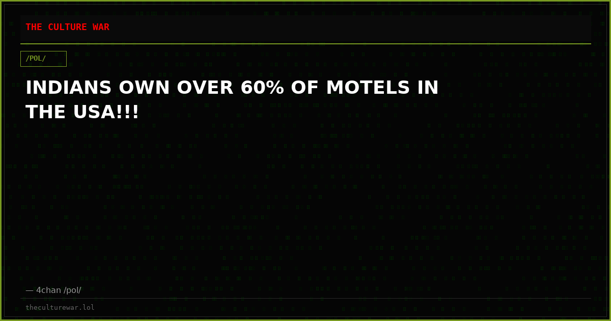 INDIANS OWN OVER 60% OF MOTELS IN THE USA!!!