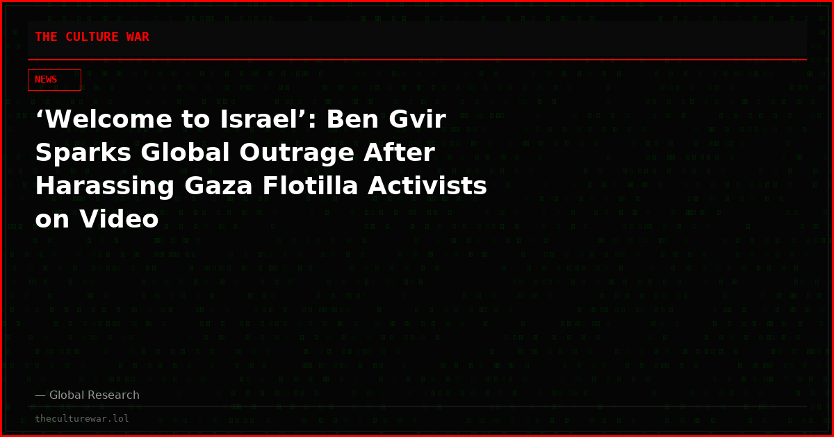 ‘Welcome to Israel’: Ben Gvir Sparks Global Outrage After Harassing Gaza Flotilla Activists on Video
