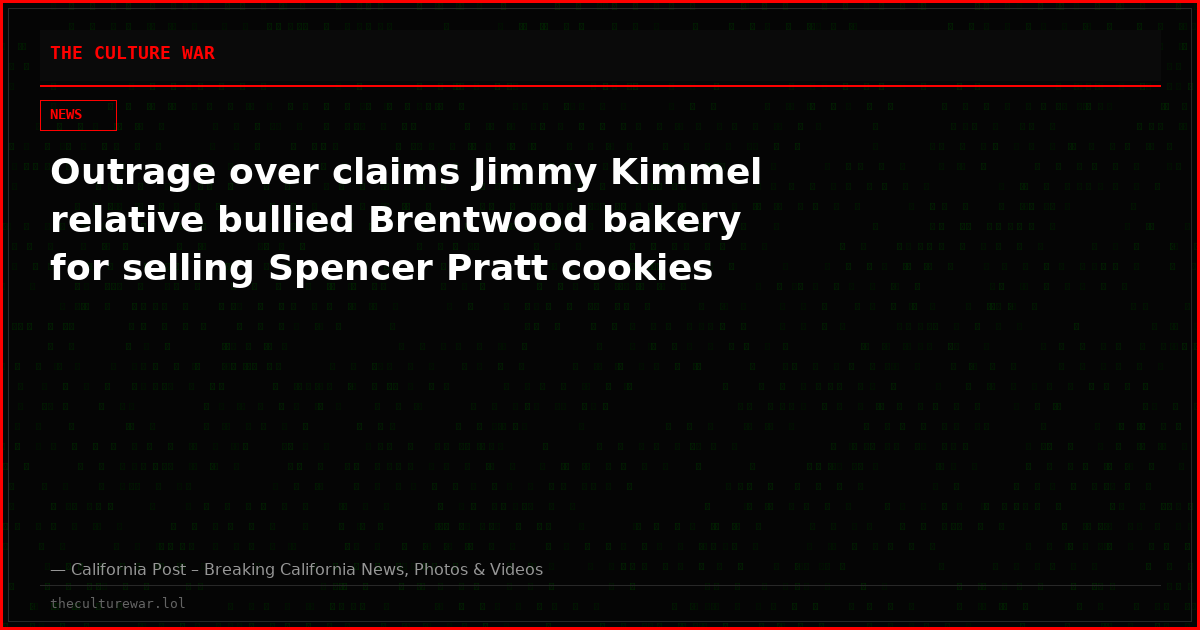 Outrage over claims Jimmy Kimmel relative bullied Brentwood bakery for selling Spencer Pratt cookies