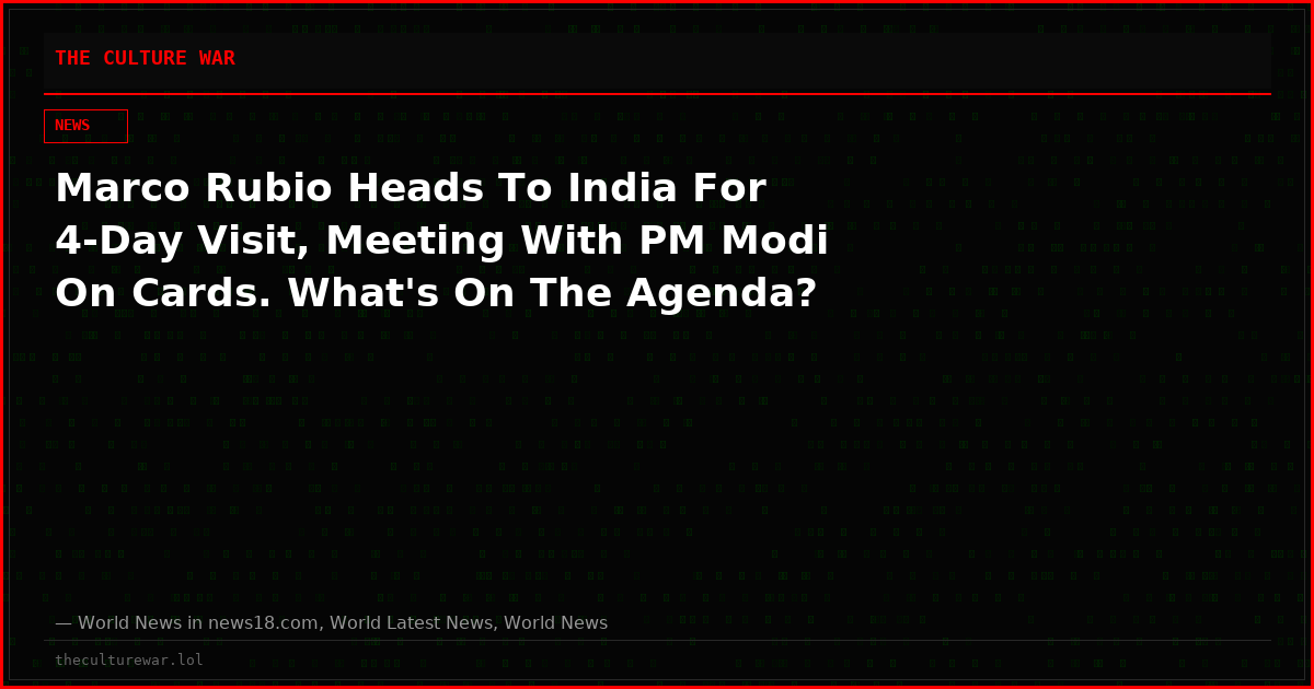 Marco Rubio Heads To India For 4-Day Visit, Meeting With PM Modi On Cards. What's On The Agenda?