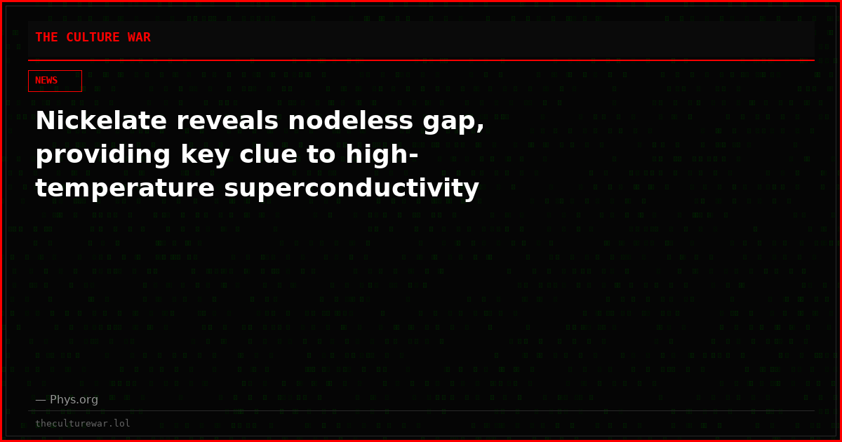 Nickelate reveals nodeless gap, providing key clue to high-temperature superconductivity