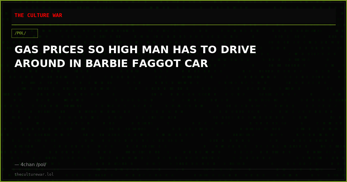GAS PRICES SO HIGH MAN HAS TO DRIVE AROUND IN BARBIE FAGGOT CAR