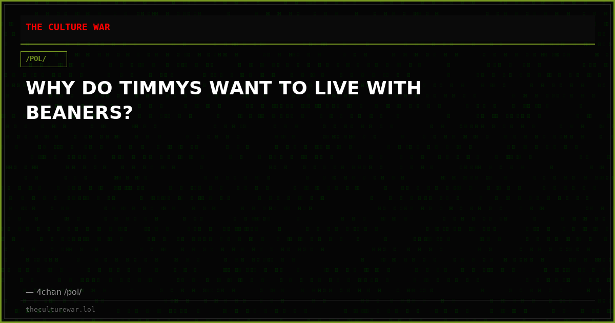 WHY DO TIMMYS WANT TO LIVE WITH BEANERS?