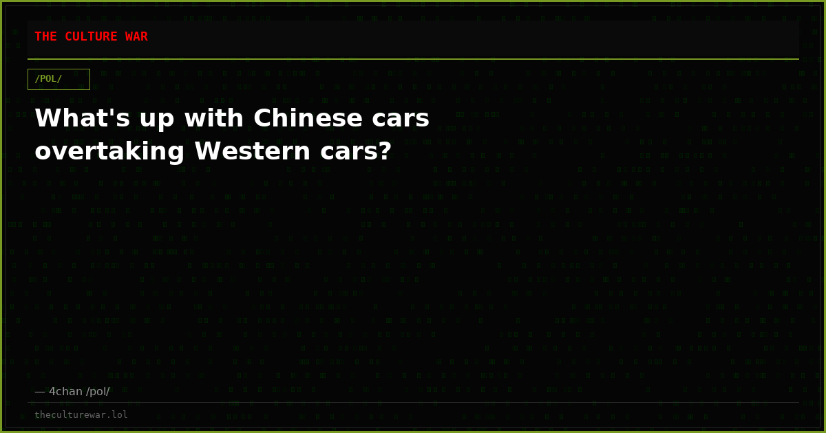 What's up with Chinese cars overtaking Western cars?