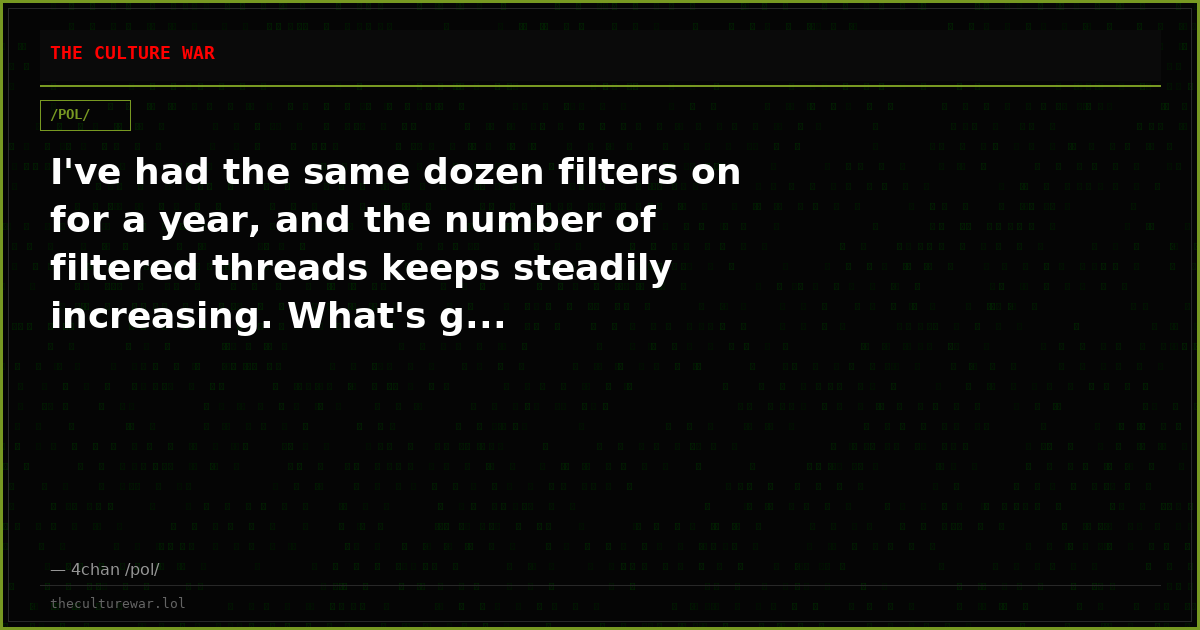 I've had the same dozen filters on for a year, and the number of filtered threads keeps steadily increasing. What's g...