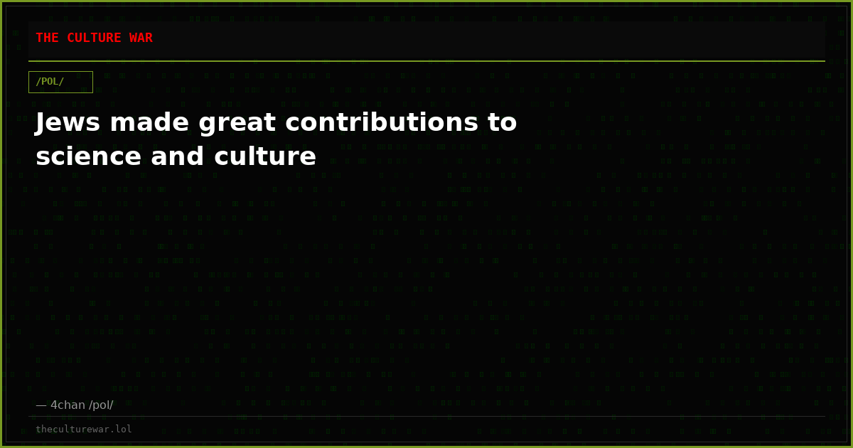 Jews made great contributions to science and culture