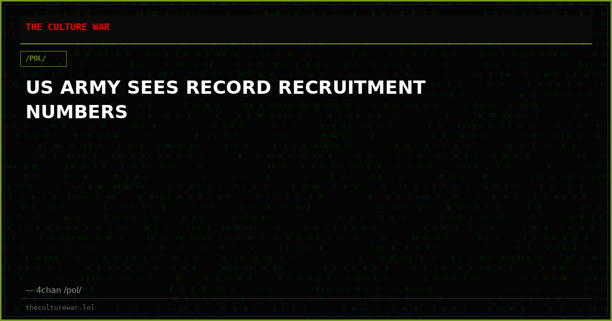 US ARMY SEES RECORD RECRUITMENT NUMBERS