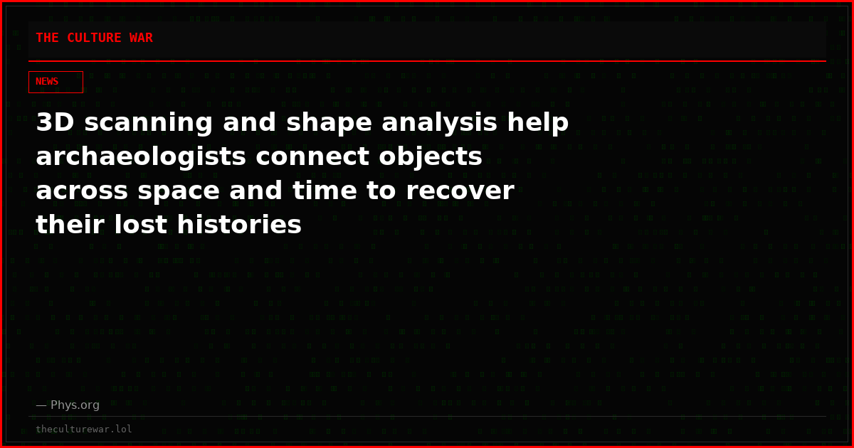3D scanning and shape analysis help archaeologists connect objects across space and time to recover their lost histories