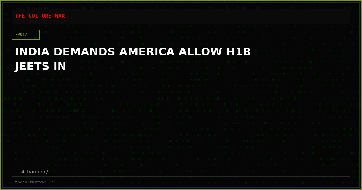 INDIA DEMANDS AMERICA ALLOW H1B JEETS IN