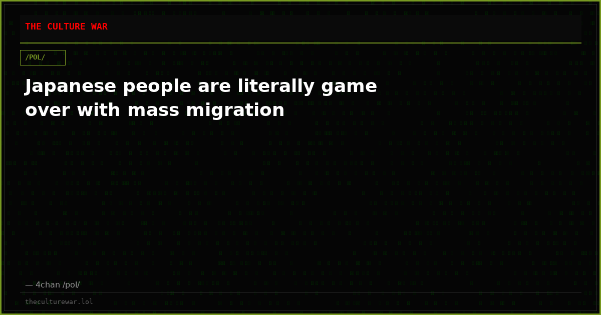 Japanese people are literally game over with mass migration