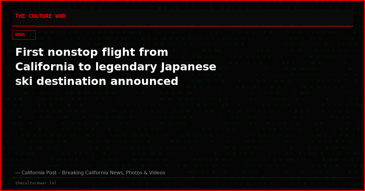 First nonstop flight from California to legendary Japanese ski destination announced