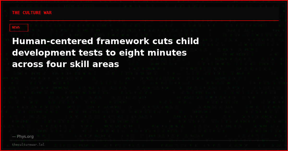 Human-centered framework cuts child development tests to eight minutes across four skill areas