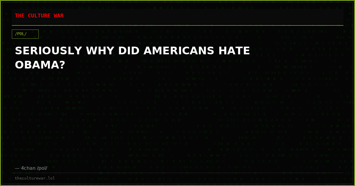 SERIOUSLY WHY DID AMERICANS HATE OBAMA?