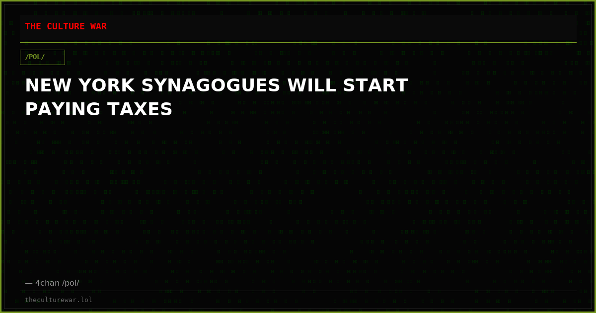 NEW YORK SYNAGOGUES WILL START PAYING TAXES