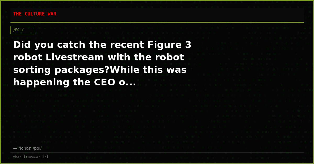 Did you catch the recent Figure 3 robot Livestream with the robot sorting packages?While this was happening the CEO o...