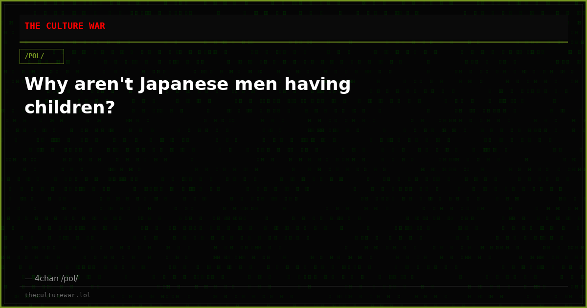 Why aren't Japanese men having children?