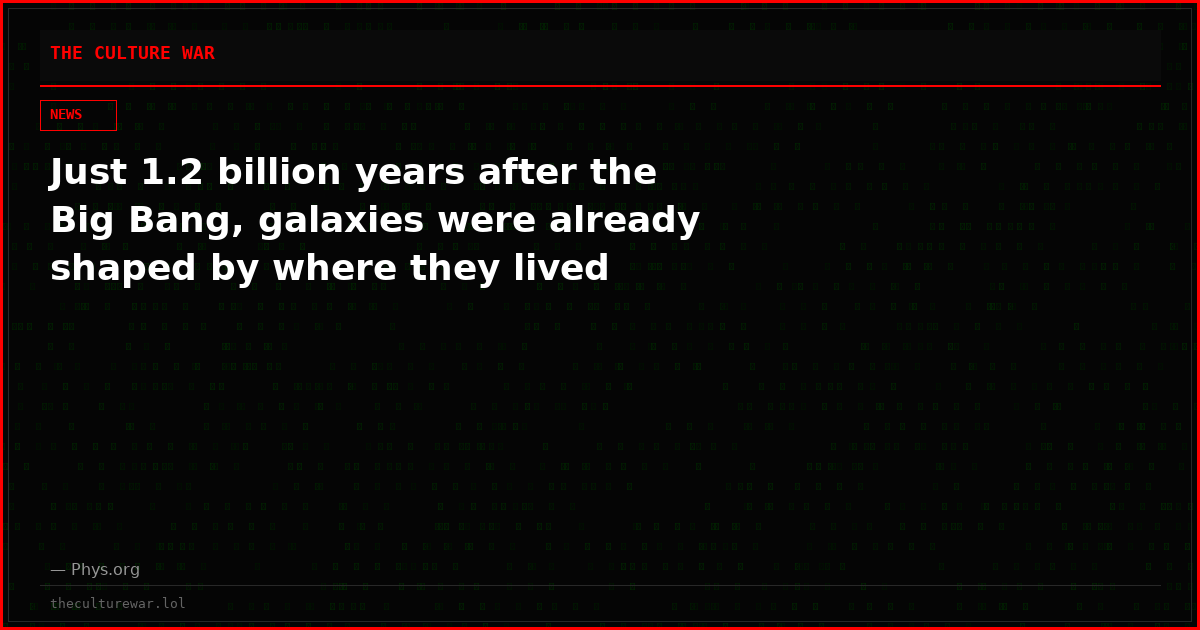 Just 1.2 billion years after the Big Bang, galaxies were already shaped by where they lived