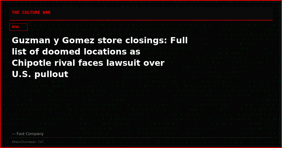 Guzman y Gomez store closings: Full list of doomed locations as Chipotle rival faces lawsuit over U.S. pullout