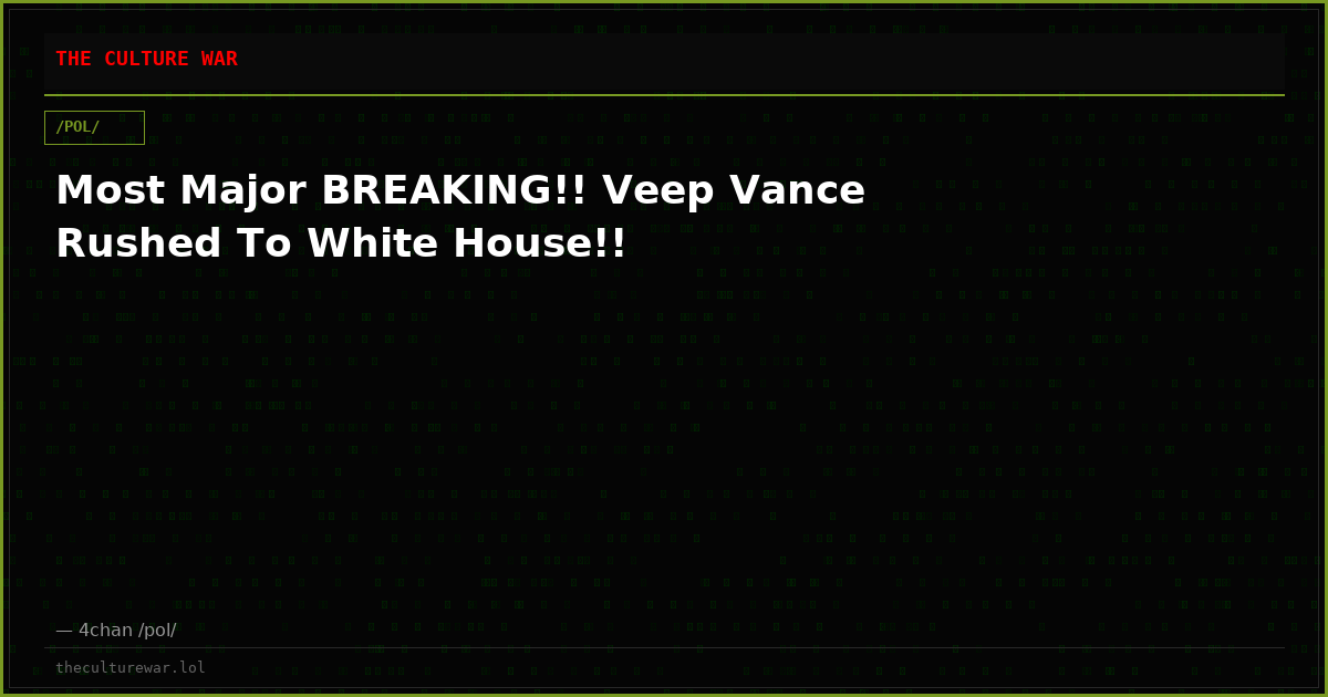 Most Major BREAKING!! Veep Vance Rushed To White House!!