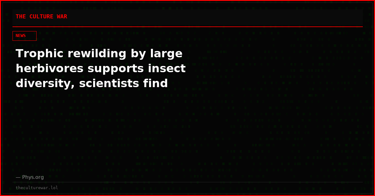 Trophic rewilding by large herbivores supports insect diversity, scientists find