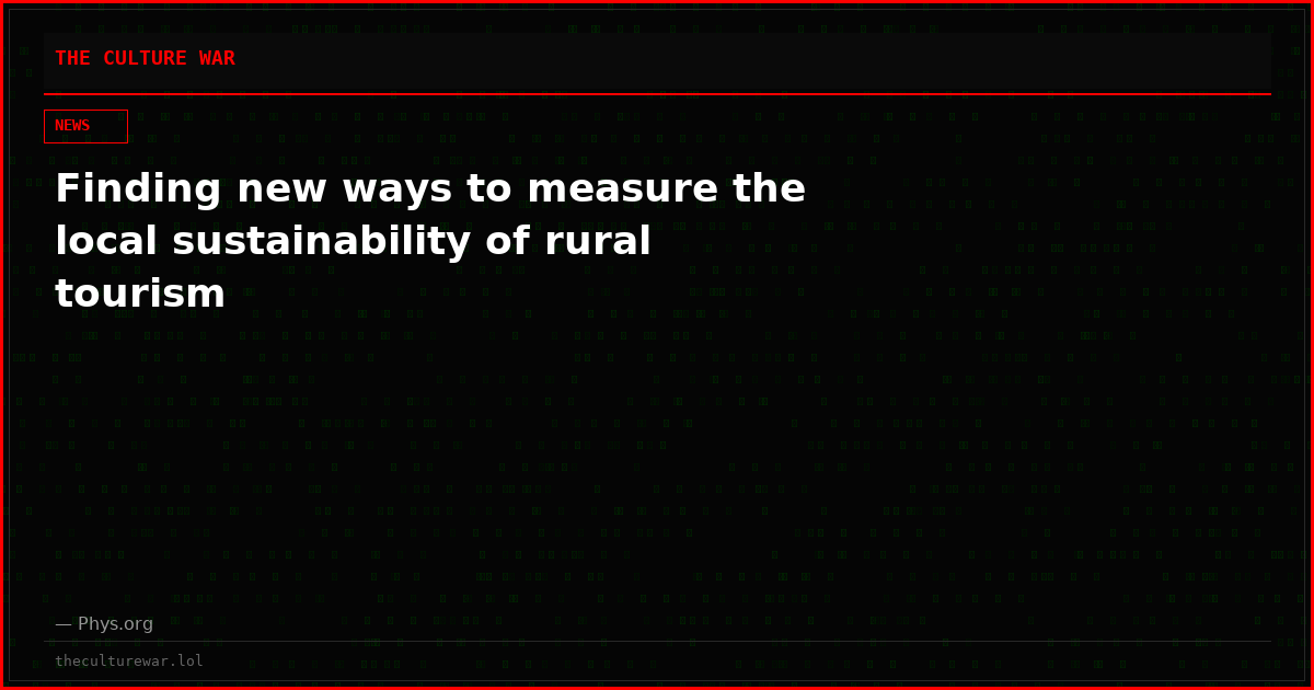Finding new ways to measure the local sustainability of rural tourism