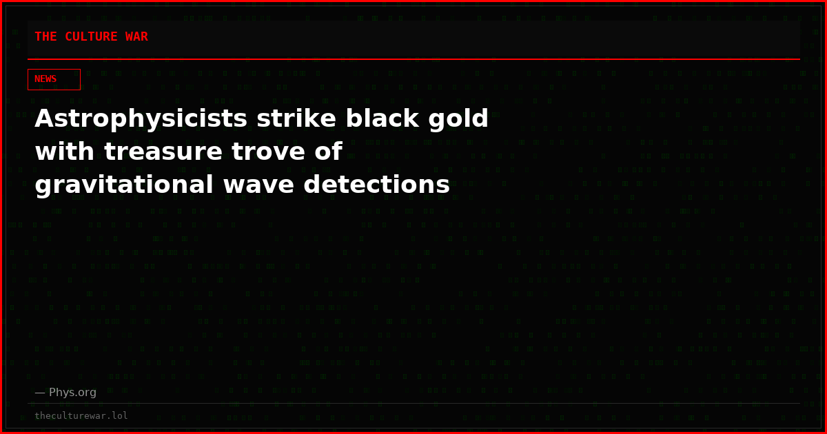 Astrophysicists strike black gold with treasure trove of gravitational wave detections