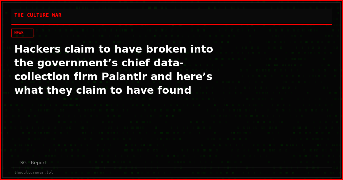 Hackers claim to have broken into the government’s chief data-collection firm Palantir and here’s what they claim to have found