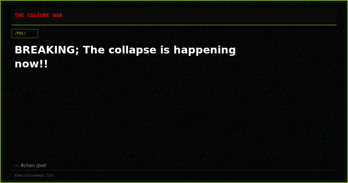 BREAKING; The collapse is happening now!!