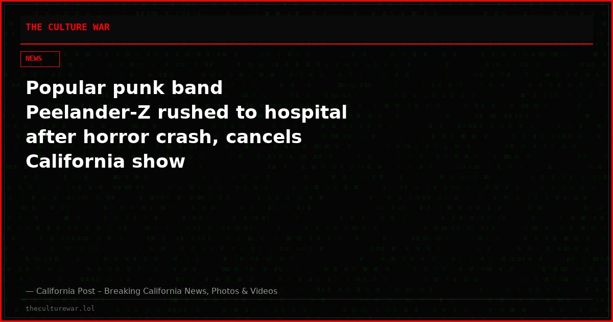 Popular punk band Peelander-Z rushed to hospital after horror crash, cancels California show