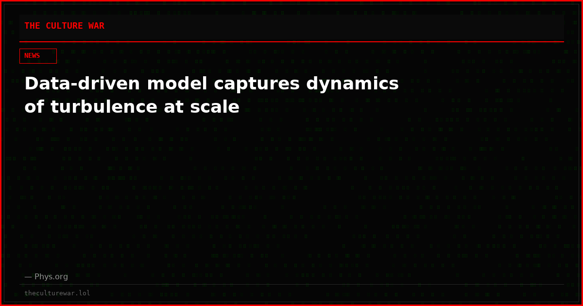 Data-driven model captures dynamics of turbulence at scale