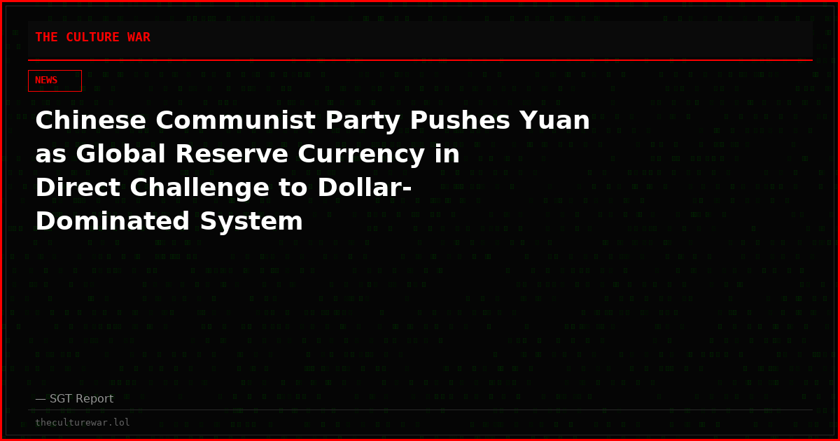 Chinese Communist Party Pushes Yuan as Global Reserve Currency in Direct Challenge to Dollar-Dominated System