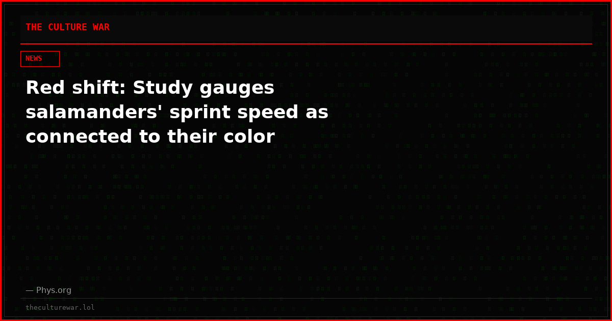 Red shift: Study gauges salamanders' sprint speed as connected to their color