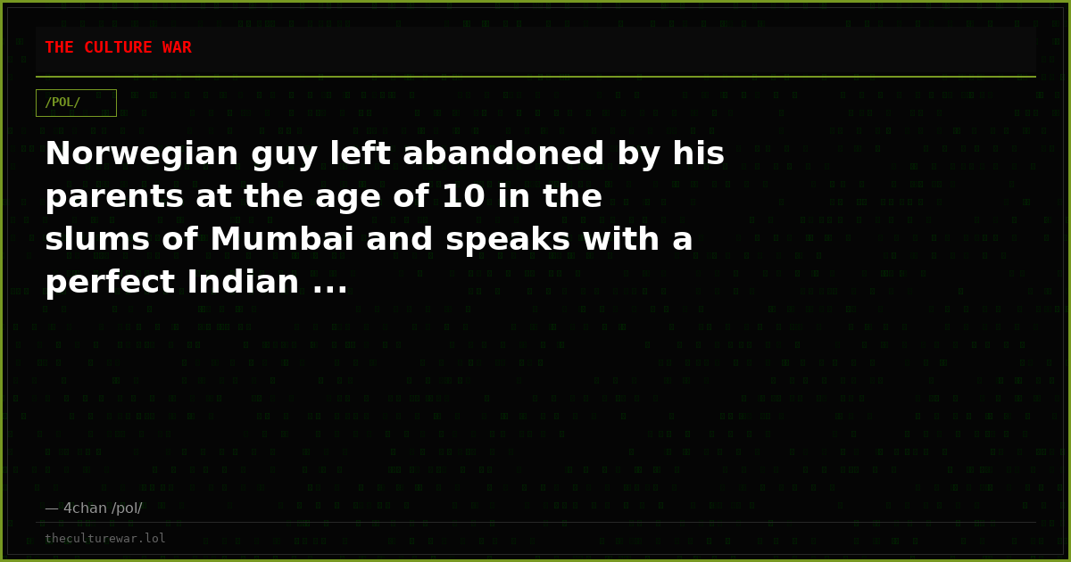 Norwegian guy left abandoned by his parents at the age of 10 in the slums of Mumbai and speaks with a perfect Indian ...