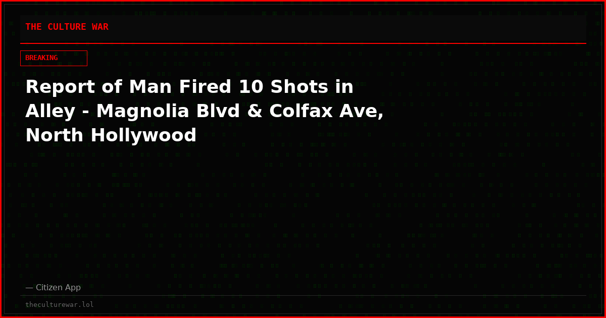 Report of Man Fired 10 Shots in Alley - Magnolia Blvd & Colfax Ave, North Hollywood