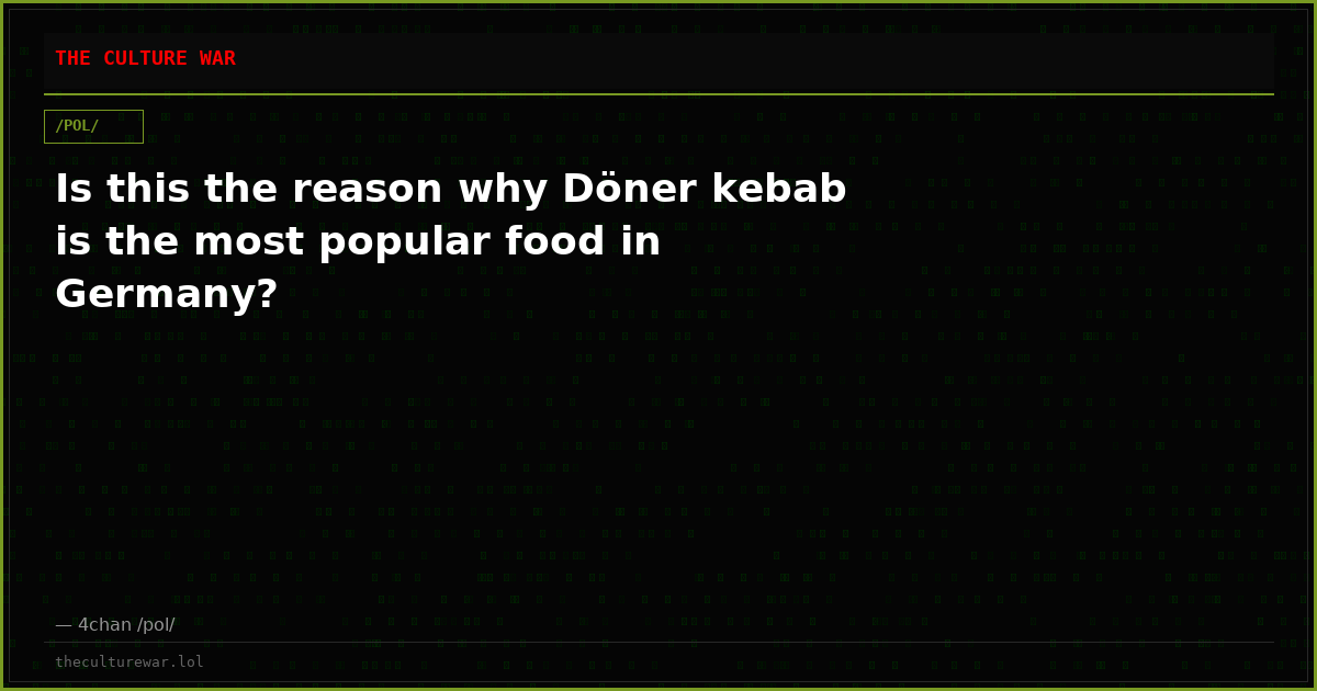 Is this the reason why Döner kebab is the most popular food in Germany?